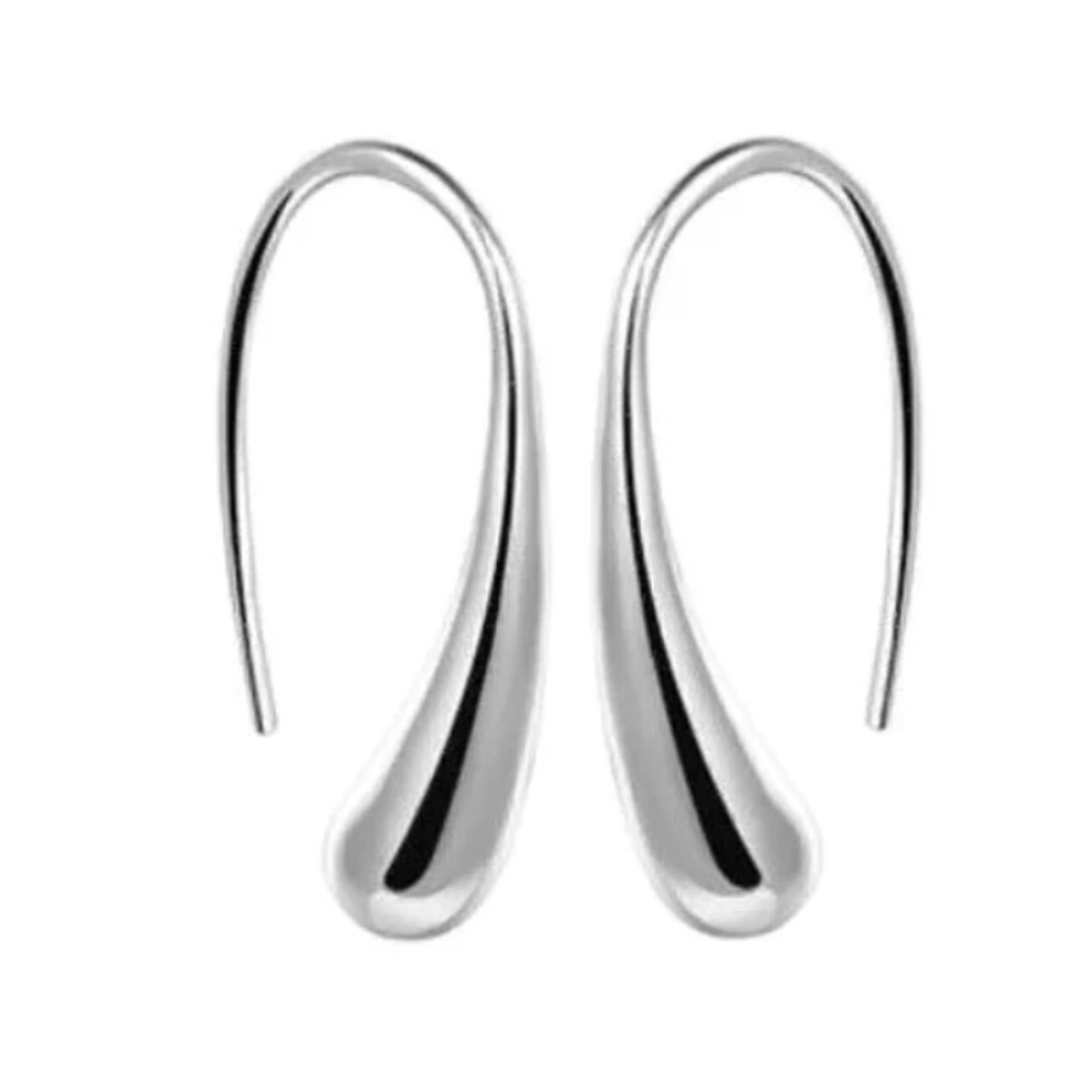 NWT AURORA Silver Teardrop Elegant Earrings Threader Hoop $68